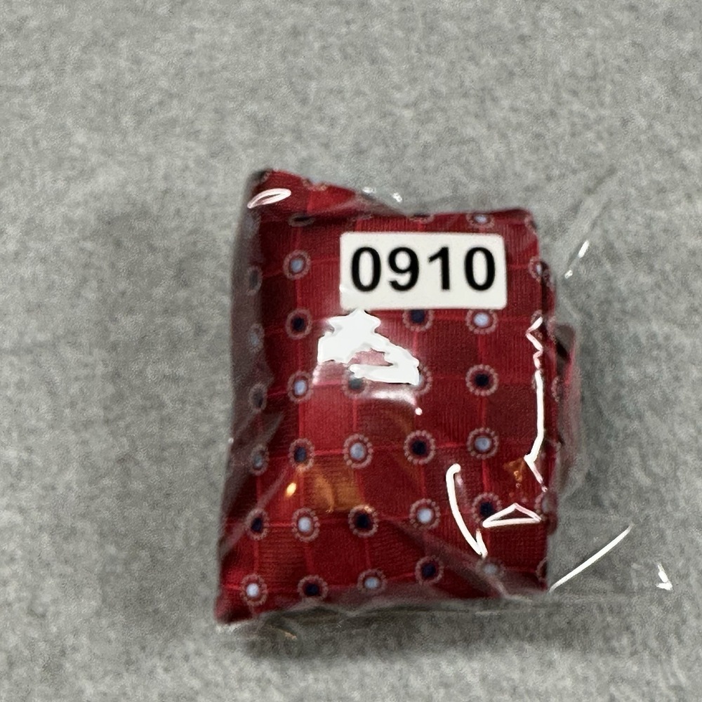 Jos A Bank Red Silk Tie Geometric Dot Pattern Classic Mens 59x3.5" - Picture 6 of 6